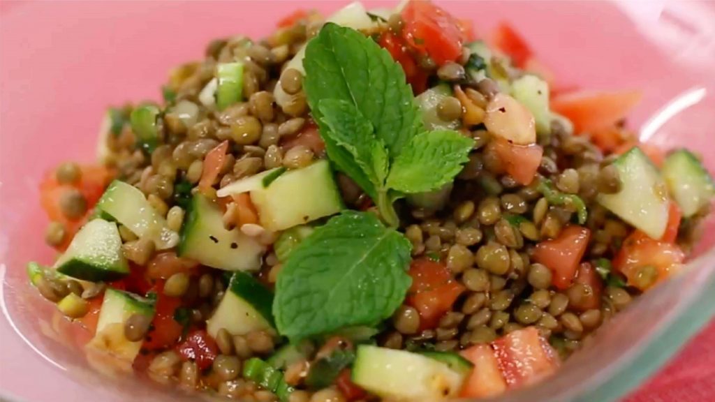Tabbouleh de lentejas crujiente